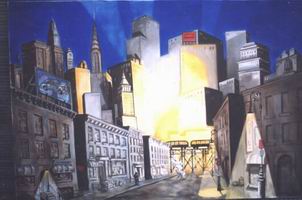 Painting, oil on canvas- Cityscape-night. 150 x 210 cm.