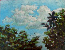 Painting, oil on canvas- Clouds over Chiang Mai. 40 x 60 cm