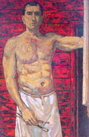 Painting, oil on canvas- Self portrait, 2005, Thailand. 120 x 80 cm