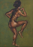 Nude dancer. Oils on panel 7 x 5 inches