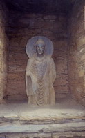 A beautiful example of ancient Gandhara sculpture at Takht Bhai.