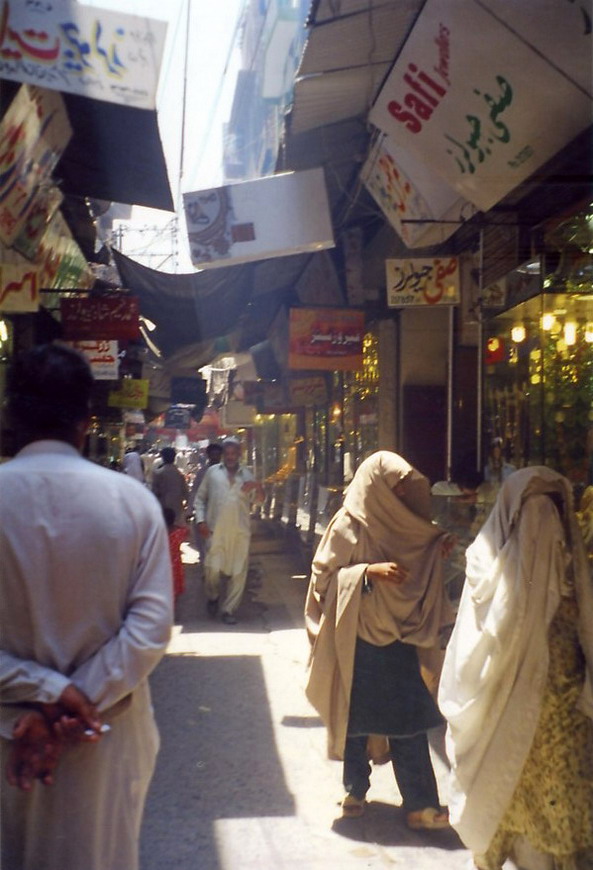 Street of gold jewellers in Peshawar.