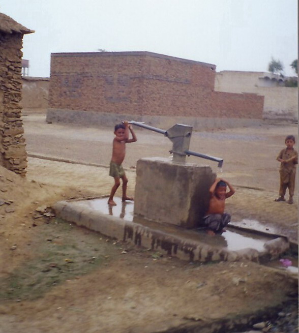 Friends taking turns cooling each other down.