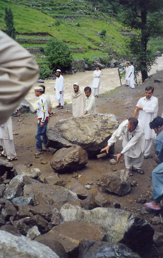 On our way back down we were stopped twice by rockslides, this one took two days to clear. The people making 