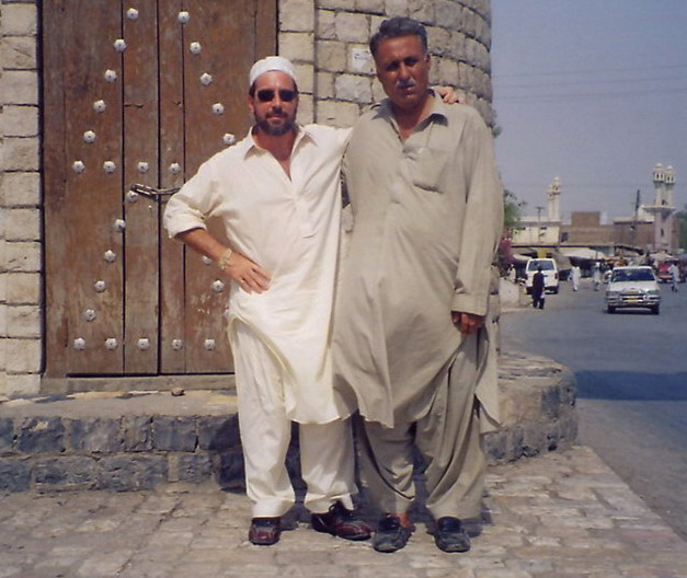 Friend & I at the foot of the Khyber pass about to drive to Kabul.