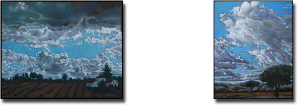 Two small studies of clouds by the artist. Oils on panel 8 x 10 inches (20 x 25 cm)