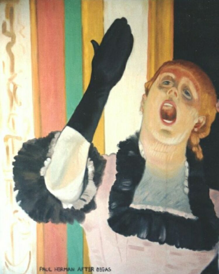 Painting, oils on canvas. Degas, singer. 1 of 6 paintings commissioned by Saks Fifth Avenue in Beverly Hills. 