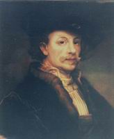 Painting, pastel on paper- Rembrandt Van Rijn, self portrait.