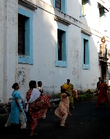 girls playing ball in front of the convent school in Goa 186