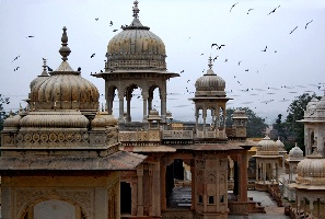 The mausoleums of the Rajas in Jaipur. The present Raja's is under construction. 67