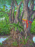 Painting, oil on canvas- Sacred Bo tree.