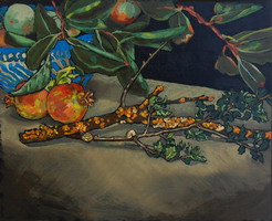 Still life with lichen- Oils on panel 8 x 10 inches