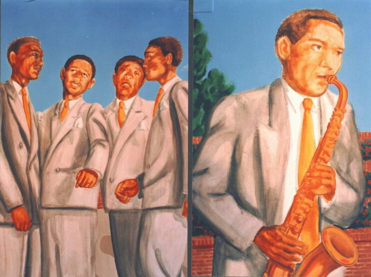 Mural: Two details of musicians. 
