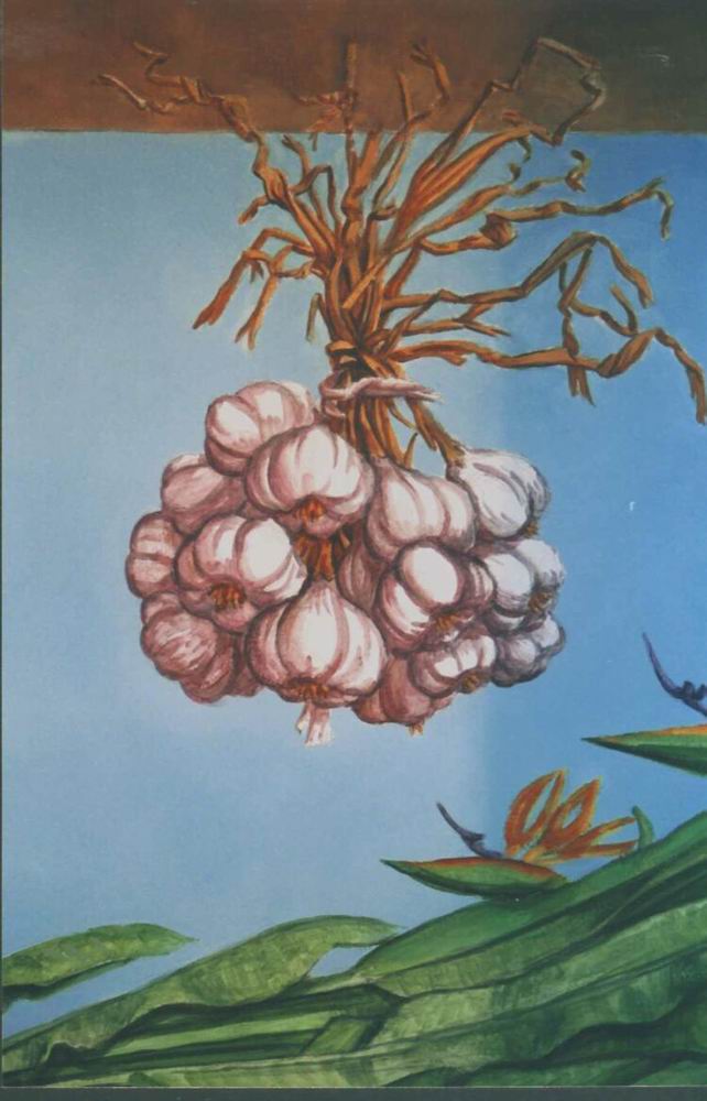 Mural: Detail, hanging garlic