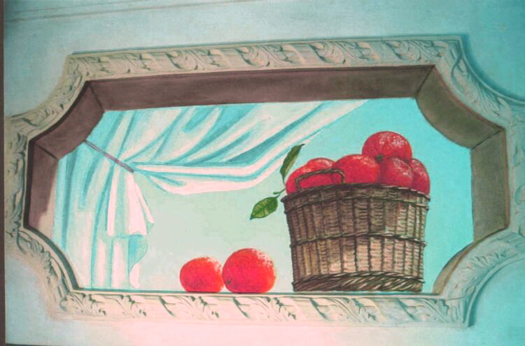 Mural: Second window of Mediterranean still life.