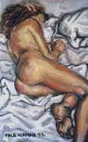 Painting, oil on canvas- Isabel sleeping. 30 x 15 cm