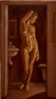 Painting, oil on canvas- Isabel in bath. 28 x 14 cm