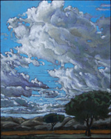 Pines & Clouds, oils on panel 10 x 8 inches