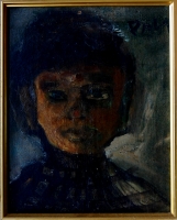 Self portrait at age four. Oils on panel 23 x 17 cm (9.5 x 7")