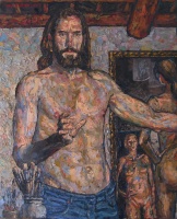 Painting-2nd state, oil on canvas- Self portrait, 2003. 120 x 90 cm