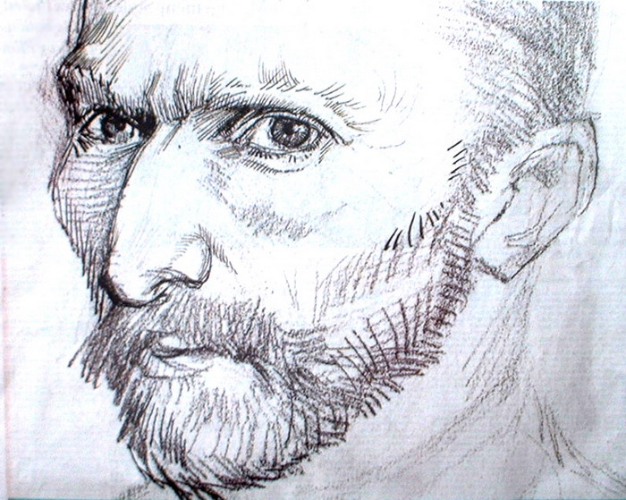 Van Gogh self portrait drawing