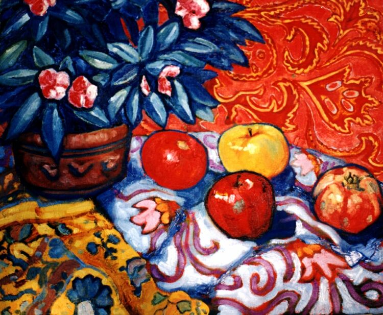 Painting, oils on canvas. Still life with pomegranate. 