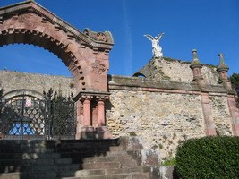 The ruins of a Gothic church the townspeople have turned into a cemetary 2