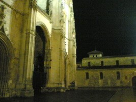 Oviedo's main Cathedral at night with the pre-Romanic Carmelite convent in the distance