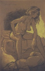 Conte crayons on pastel paper. Toulouse with nude.  65 x 50 cm (26 x 20 in)