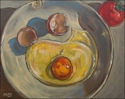 Egg, oils on panel 21 x 25 cm