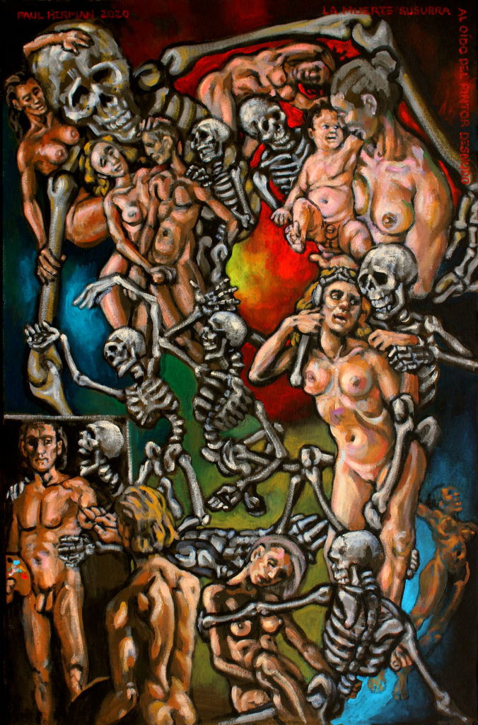 Death whispers in the ear of the naked painter